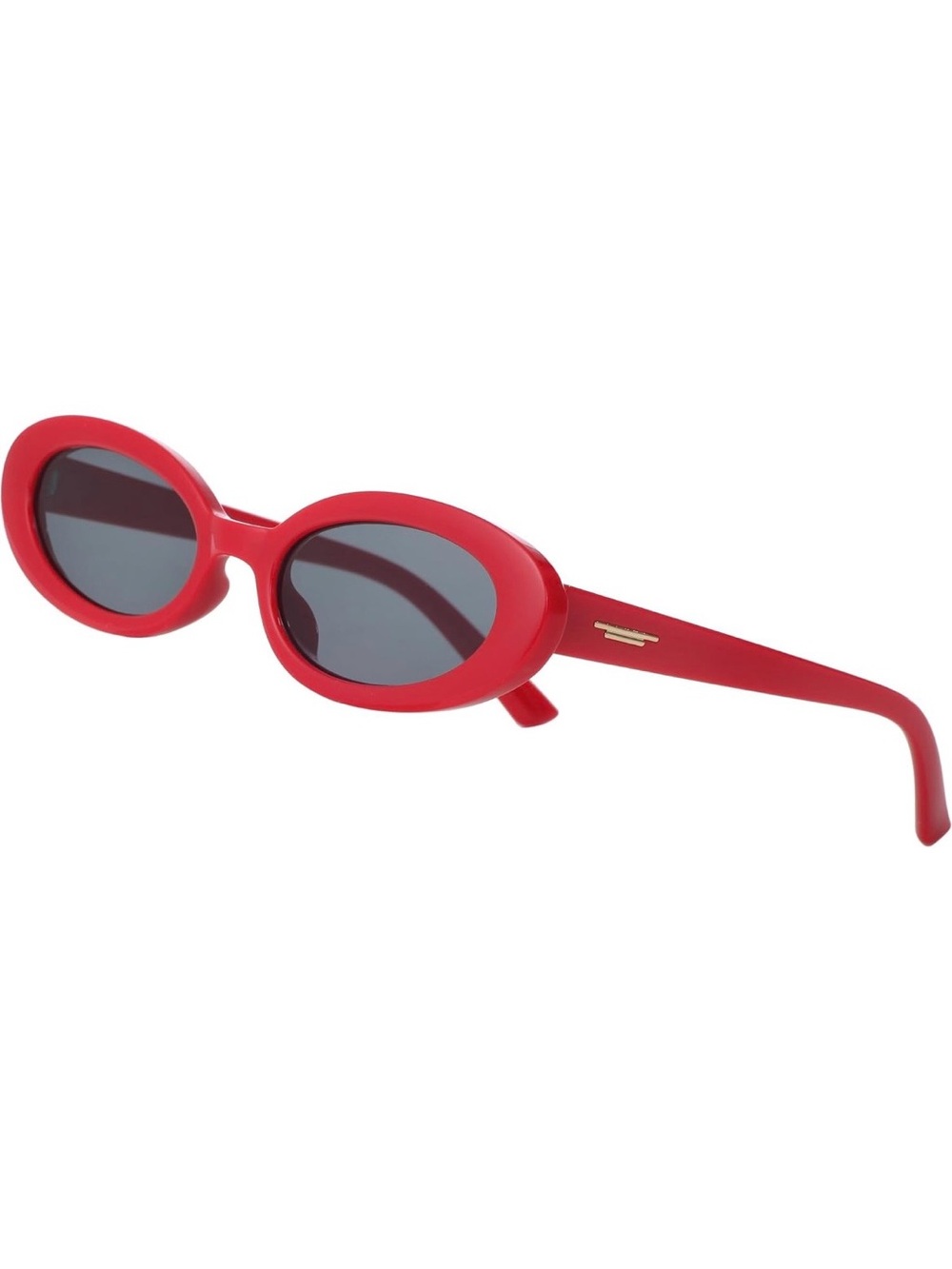Women's Zentavi Retro Tiny Red Oval Sunglasses with Dark Lenses, 90s Style